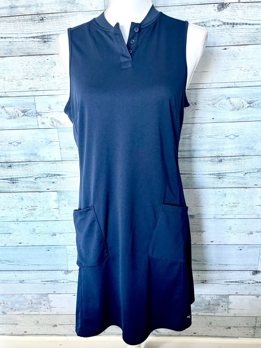 Puma Navy Henley Polo Golf Dress With  Pink Trim